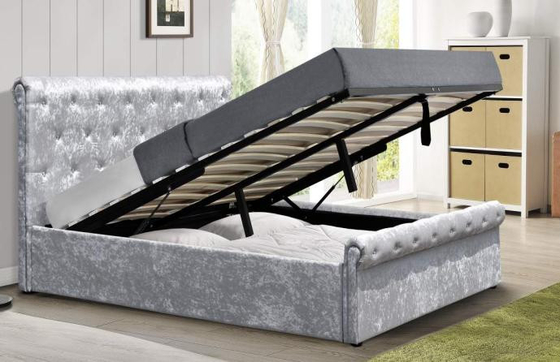 Aufheben Lagerbett Vollgröße Polsterbett mit Tufted Kopfteil und Lager unterhalb