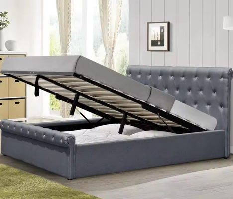Aufheben Lagerbett Vollgröße Polsterbett mit Tufted Kopfteil und Lager unterhalb