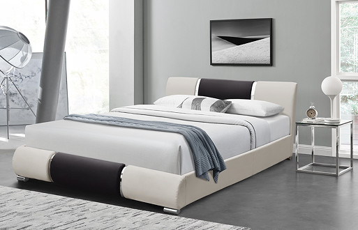 Unbedeutendes Mode-Entwurf Faux-Leder-Bett-Schwarzweiss-PU-Kurven-Bettgestell