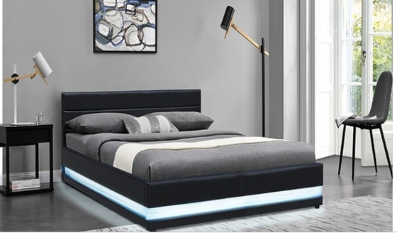 Home Möbel Voll Queen Size Polsterplattenbett mit LED-Licht