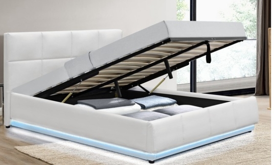 Optional Farbe Falsches Leder Gas Lift Lagerbett mit LED-Licht für einen guten Schlaf