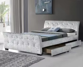 Samt oder Stoff Tufted Lagerbett mit mehreren Farboptionen
