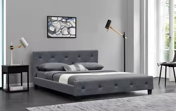 Weiches und schönes Polsterbett mit geschwungenem Kopfteil und einzigartigem Design
