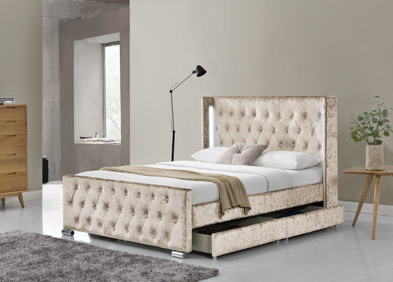 LED-Gewebe-Königin-Größe polsterte Plattform-Bett-Rahmen mit 4 Fächern