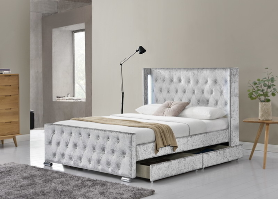 LED-Gewebe-Königin-Größe polsterte Plattform-Bett-Rahmen mit 4 Fächern