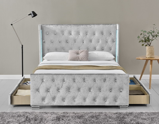LED-Gewebe-Königin-Größe polsterte Plattform-Bett-Rahmen mit 4 Fächern