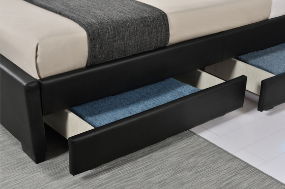 Ledernes LED Polsterbett PU-Faux-mit Speicherfach 12 Monate Garantie-