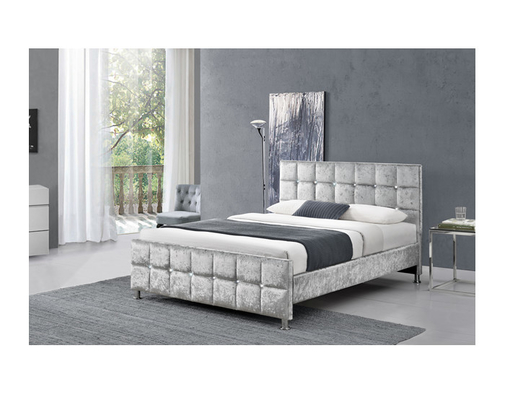 Crystal Button European Style King-Größen-Bett-Rahmen mit Kopfende zerquetschtem Samt-Gewebe