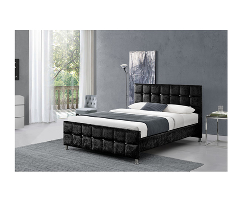 Crystal Button European Style King-Größen-Bett-Rahmen mit Kopfende zerquetschtem Samt-Gewebe
