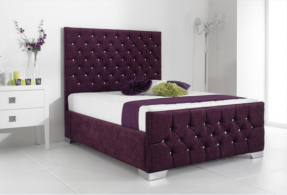 Crystal Tufted Velvet Upholstered Bed-Rahmen-luxuriöse Knopf-hohe Kopfende-Art