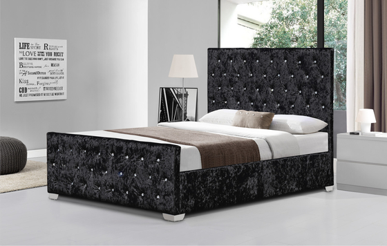 Crystal Tufted Velvet Upholstered Bed-Rahmen-luxuriöse Knopf-hohe Kopfende-Art