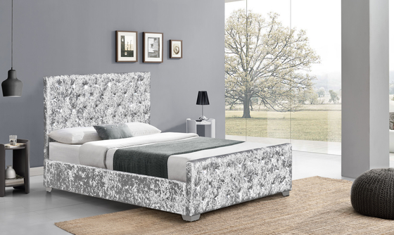 Crystal Tufted Velvet Upholstered Bed-Rahmen-luxuriöse Knopf-hohe Kopfende-Art