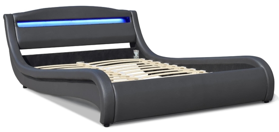 Heller Plattform-Bett-Rahmen Grey Upholstered Tufted Queen Bed-LED König-Size PU moderner