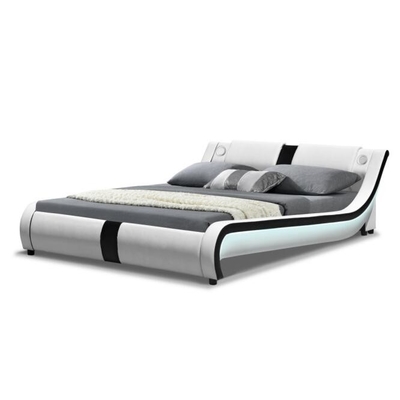 LED deluxes moderner Faux-ledernes König-Bed Frame Curve gepolstert
