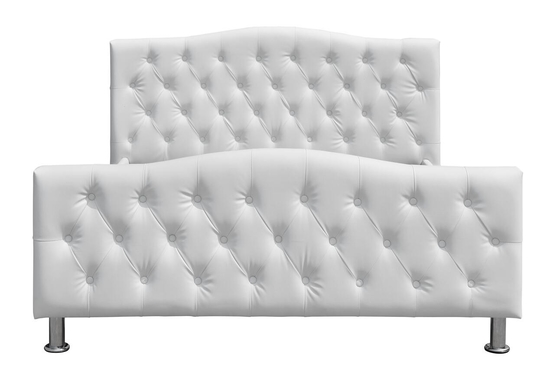 Weißer Diamond Tufted Leather Queen Size-Bett-Rahmen Crystal Buttons BSCI