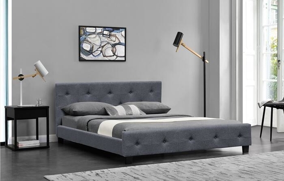 Dunkler Grey Linen King Size Upholstered-Pferdeschlitten-Bett-Sperrholz-Rahmen