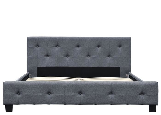 Dunkler Grey Linen King Size Upholstered-Pferdeschlitten-Bett-Sperrholz-Rahmen