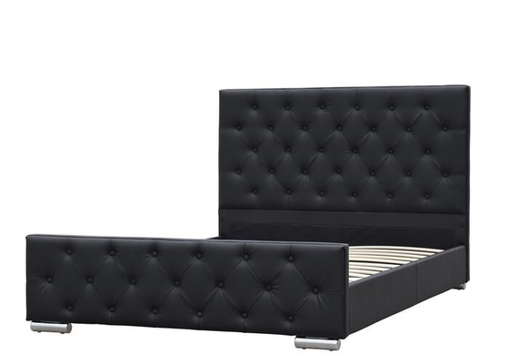 Zerquetschte Rahmen-Sperrholz Samt-König-Size Upholstered Bed schwarzer Faux-lederne Europa-Art
