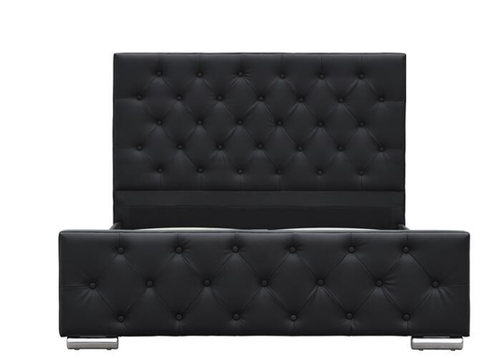 Zerquetschte Rahmen-Sperrholz Samt-König-Size Upholstered Bed schwarzer Faux-lederne Europa-Art