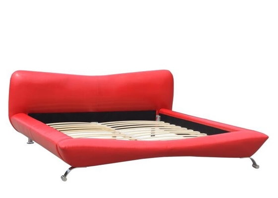 Roter Faux-lederner Bett-Rahmen-Luxussperrholz-König Size 84cm
