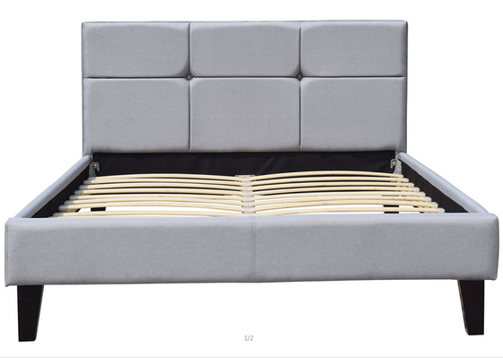 Sperrholz-Königin-Größen-Gewebe-Bett-Rahmen-Matratzen-Plattform Grey Wooden Ottoman Bed