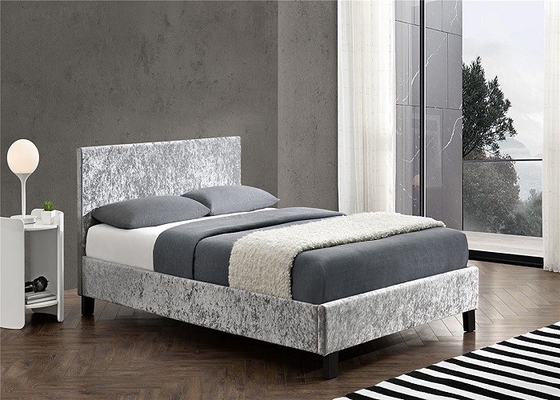 Größen-Polsterbett-Rahmen-Grey Crush Velvet Fabric With-Kopfende der Königin-SF833
