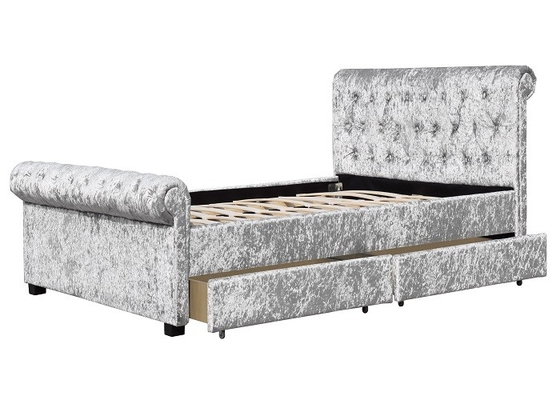 Kingsize Chesterfield Tufted Lagerbett mit vier Schubladen