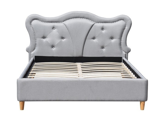 Nailhead-Kinderpolsterbett trimmen Grey Linen Button Tufted Curved-Kopfende