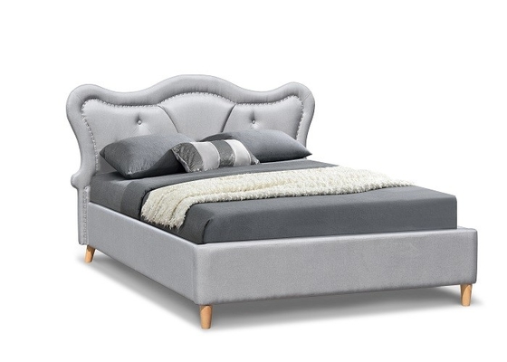 Nailhead-Kinderpolsterbett trimmen Grey Linen Button Tufted Curved-Kopfende