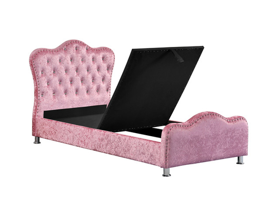 Kundengebundenes rosa Samt-Gewebe zerquetschte Samt-Doppelbett mit Lagerung