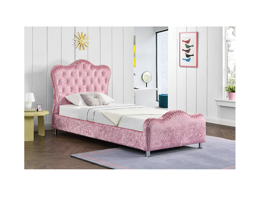 Kundengebundenes rosa Samt-Gewebe zerquetschte Samt-Doppelbett mit Lagerung