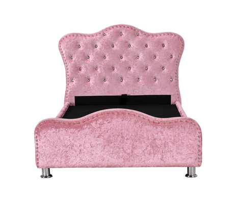 Kundengebundenes rosa Samt-Gewebe zerquetschte Samt-Doppelbett mit Lagerung