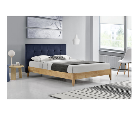 Sunny Blue Linen Fabric Bed-Rahmen mit Kopfende CER Bescheinigung