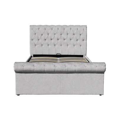 Sperrholz-Chenille-Osmane-Doppelbett-Rahmen mit Speicherpferdeschlitten-Form-natürlicher Größe