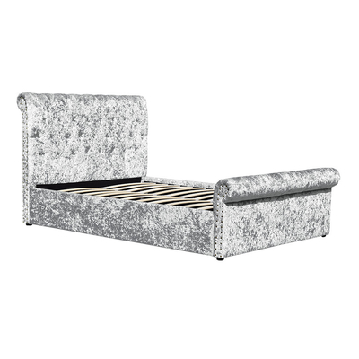 Silberner gepolsterter Doppelbett-Rahmen Zerstampfungs-Samt-Gasheber-Speicher-Bett Soems