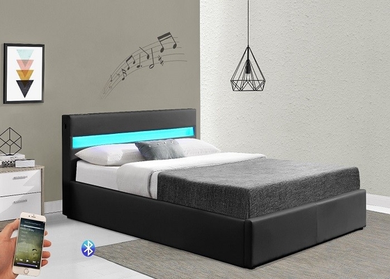 Zerquetschtes Licht Samt-Gasheber-Speicher-Bett-modernes gepolstertes Grey Withs LED