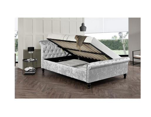 Gewebe-Grey Velvet King Size Bed-Rahmen mit Crystal Buttons