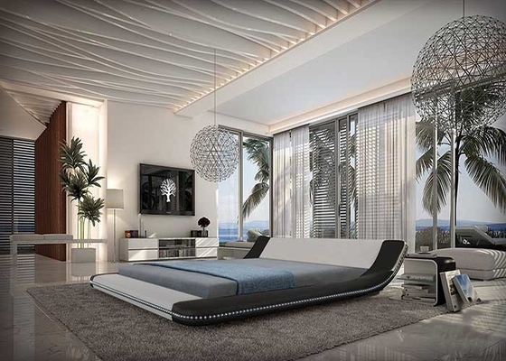 Modernes weiches ledernes Bett-Rahmen Tatami-Schlafzimmer-königlicher großer König Size