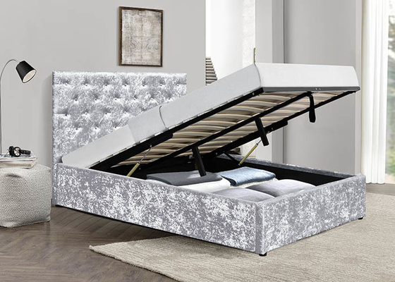 Zerquetschter Silber-Samt-Gasheber herauf Speicherbett-weiche Schlafzimmer-Möbel BSCI