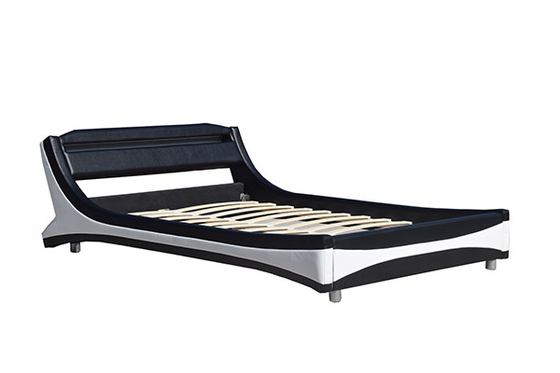 Sperrholz-Schaum Faux-lederner Bett-Rahmen-Schwarzweiss-Kurvenverlauf
