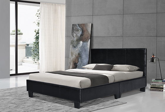 8 Zoll-Lissabon-Doppelbett schwarzes Faux-ledernes Rahmen-Medium-weiße Polsterung