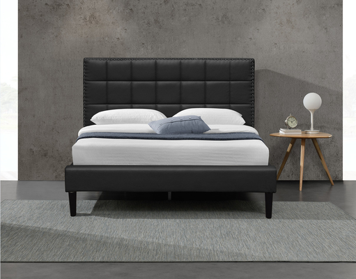 Weißes König Upholstered Storage Bed PU-Quadrat-büscheliger Kopfende-Bett-Spant 140X190Cm
