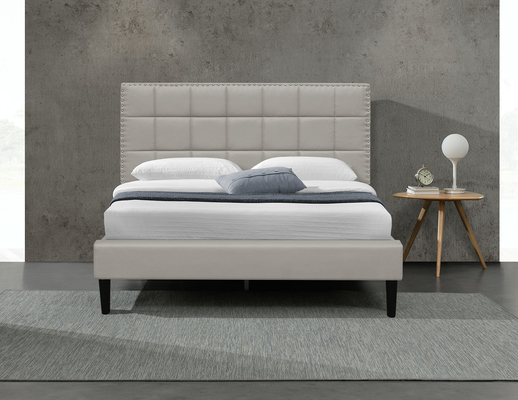 Weißes König Upholstered Storage Bed PU-Quadrat-büscheliger Kopfende-Bett-Spant 140X190Cm