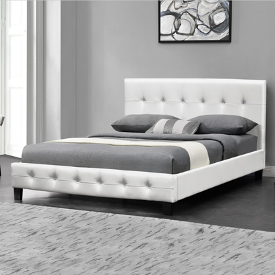 Gepolstertes ledernes Bett Cristal Knopf