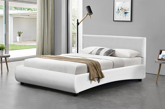 Soem weißer PU-Leder-Bett-Rahmen mit LED-Licht-Kurvenverlauf