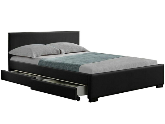 Weißer Faux-lederner gepolsterter Plattform-Speicher-Bett-Rahmen mit LED