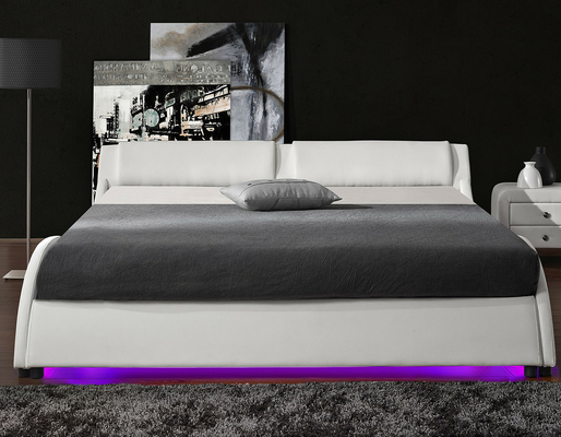 2 LED-Licht-Bett-Rahmen-doppelte Größe gepolstertes Plattform PU-Leder