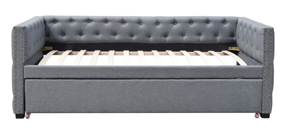Das gepolsterte Gewebe rollen Daybed mit Bronzebolzen-einzelnem Sperrholz