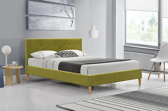 Durchgeheftete grüne Creme zerquetschte Samt-doppelten Kissen-Kopfende-Bett-Rahmen