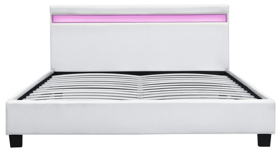 Polsterbett-Rahmen Plattform RGB LED mit LED beleuchtet billig einfaches zusammenbauen PU-Leder